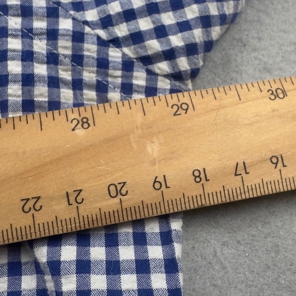 Ralph Lauren Mens 2XLT Tall Blue Gingham Cotton Short Sleeve Button Down Shirt - Picture 10 of 16